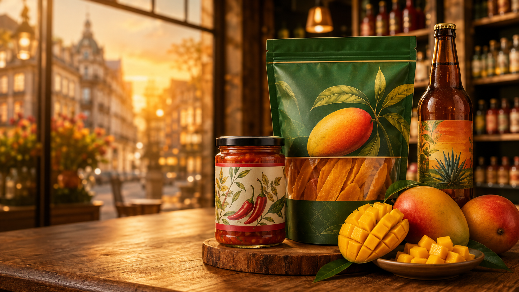 Productos mexicanos con presentación premium en un mercado internacional.